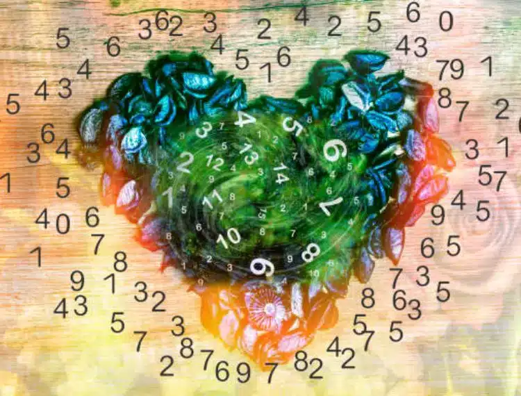 A heart shaped object with Numerology numbers Image